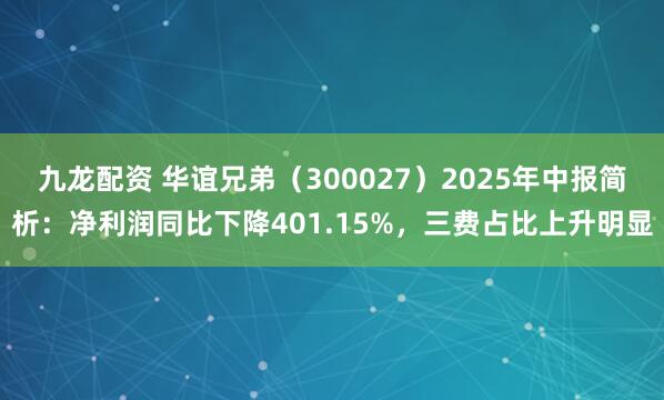 九龙配资 华谊兄弟（300027）2025年中报简析：净利润同比下降401.15%，三费占比上升明显